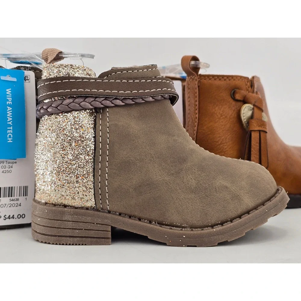 Carter's Ankle Boots Toddler Girls Size 4 Khaki Brown Taupe Variety Pack - NEW